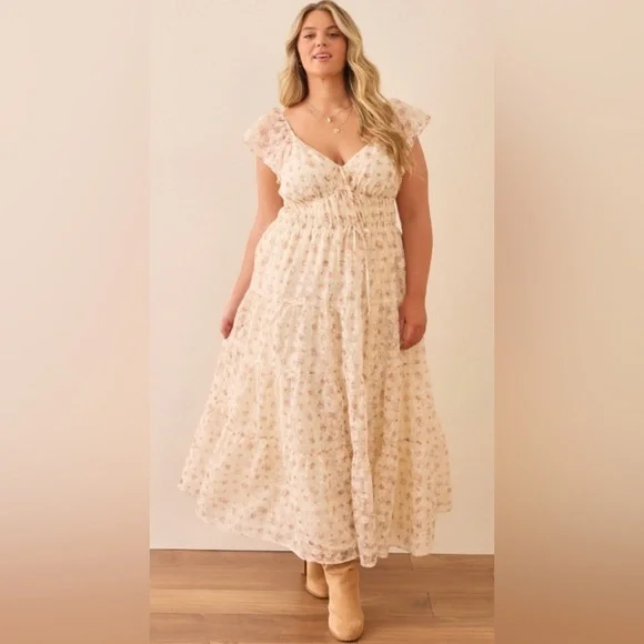 Arula Elisa Chiffon Double Floral Maxi Dress GORGEOUS NWT 0X - Picture 6 of 7